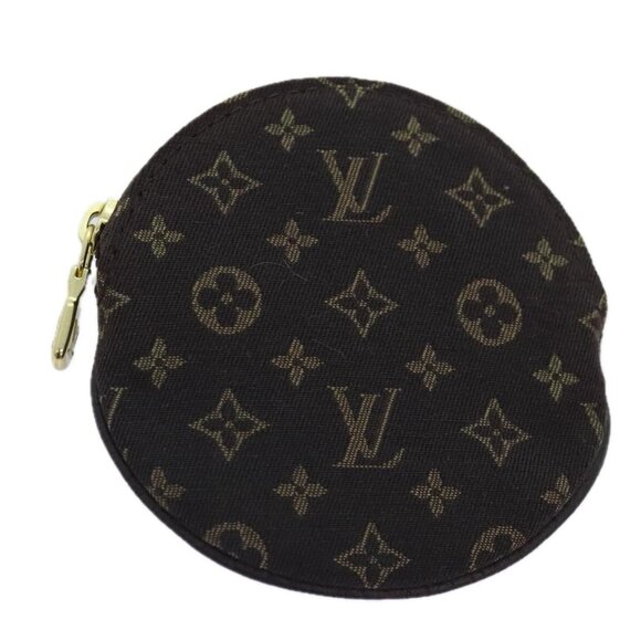 LOUIS VUITTON Mini Lin Porte Monnaie Round Coin Purse Ebene - Picture 1 of 15